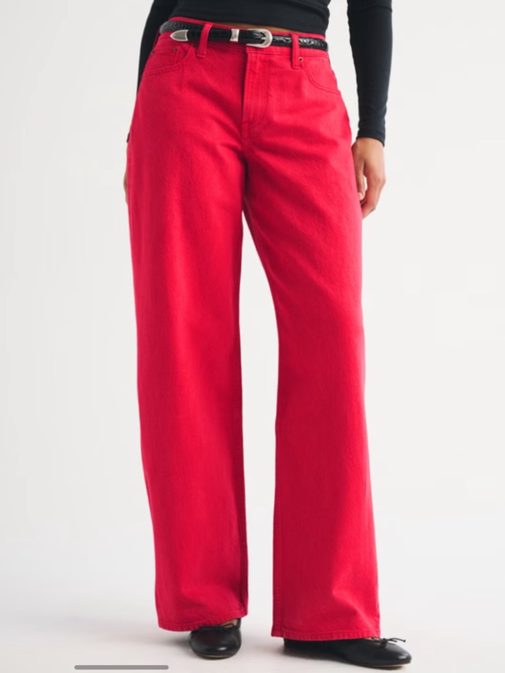 Low Rise Loose Red Jeans